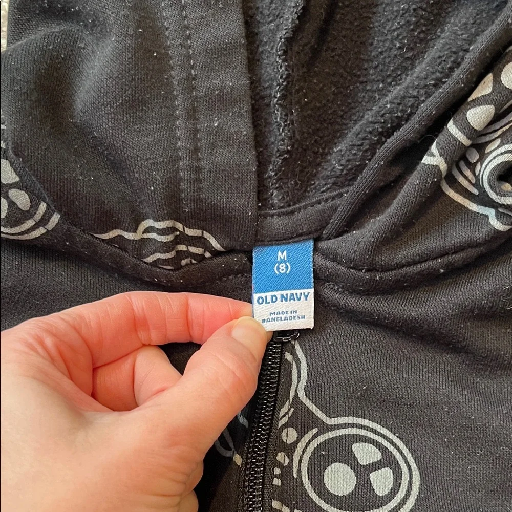 Kids Old Navy Black Hoodie Video Game Design Sz 8
